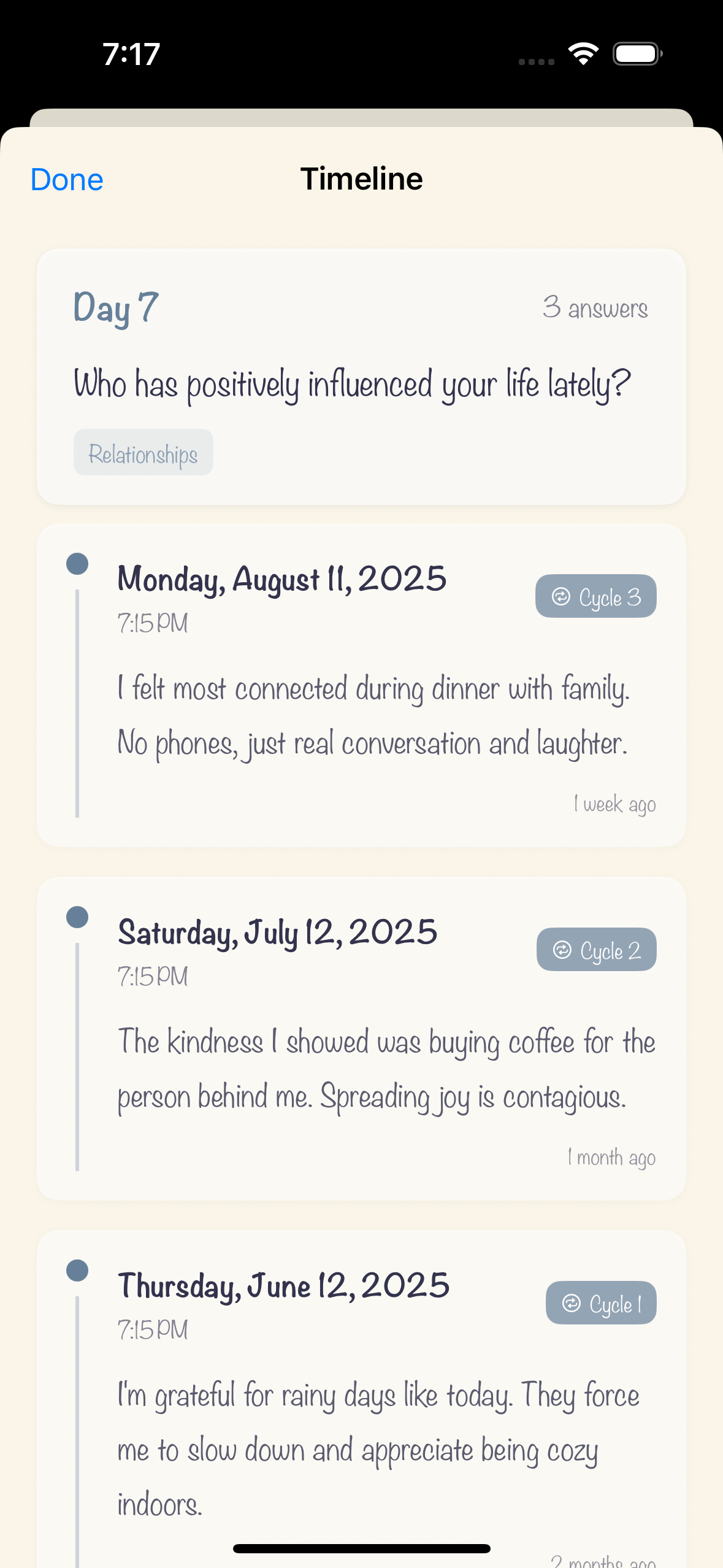 Journal App Timeline