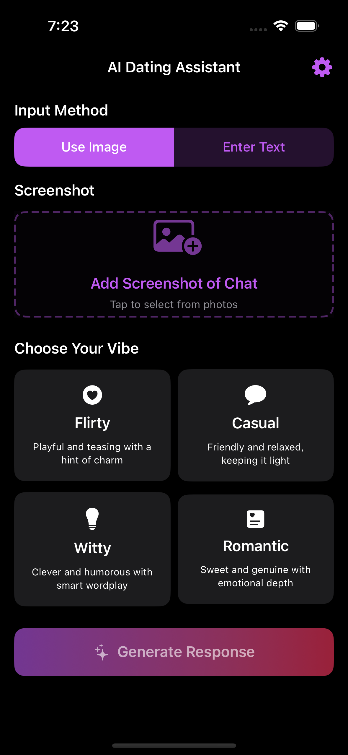 Rizz Bot Main Interface